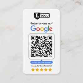 Google Bewertungskarte mit QR code Business Card  Visitenkarte