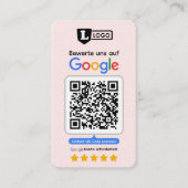 Google Bewertungskarte mit QR code Business Card  Visitenkarte (Vorderseite)