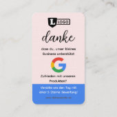 Google Bewertungskarte mit QR code Business Card  Visitenkarte (Rückseite)