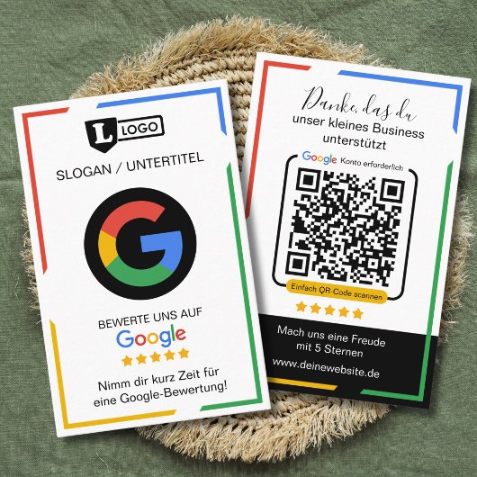 Google Bewertungskarte mit QR-Code Geschäftskarte Visitenkarte