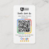Google Bewertungskarte mit QR code Visitenkarte (Vorderseite)