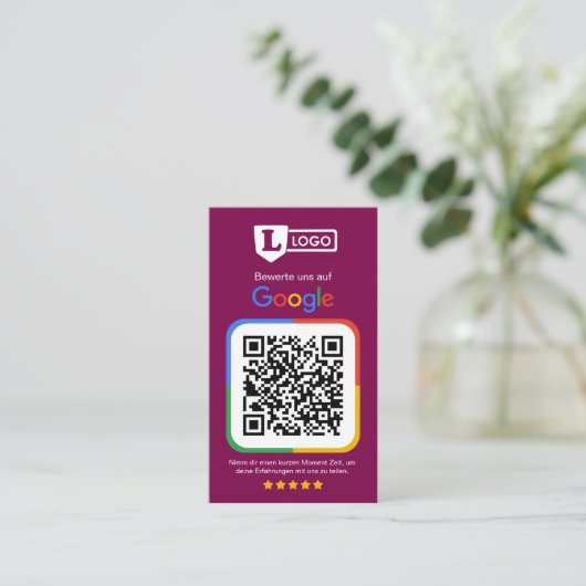 Google Bewertungskarte mit QR code Visitenkarte (Stehend Vorderseite)