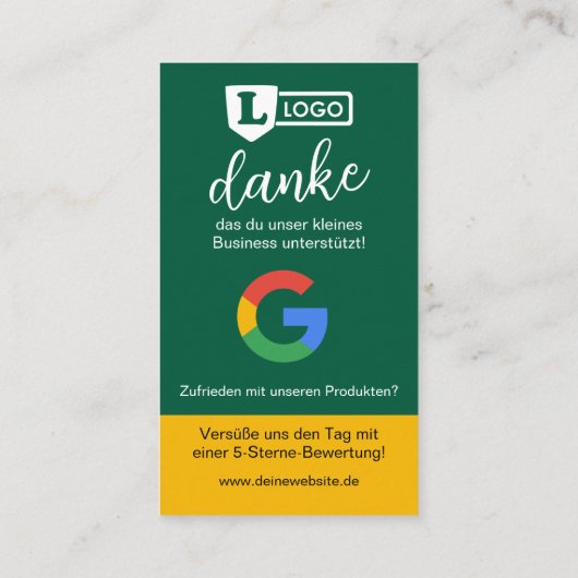 Google Bewertungskarte mit QR code  Visitenkarte (Rückseite)
