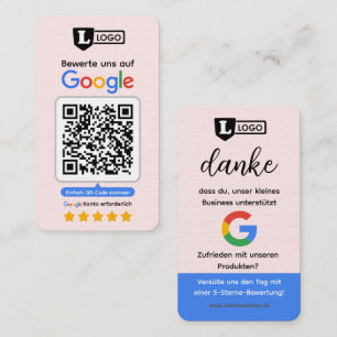 Google Bewertungskarte mit QR-Code Visitenkarte 