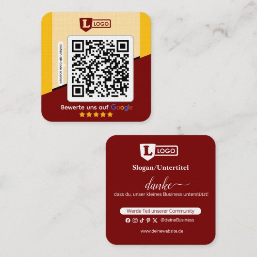Google Bewertungskarte mit QR-Code Visitenkarte  (Vorne/Hinten)