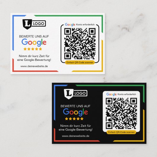 Google Bewertungskarte mit QR-Code Visitenkarte (Vorne/Hinten)