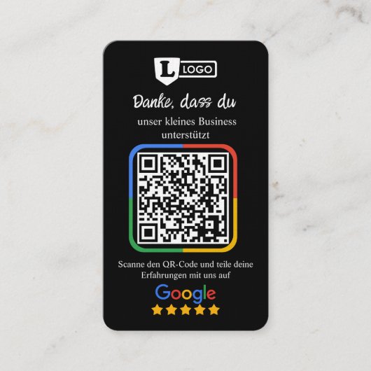 Google Bewertungskarte mit QR code Visitenkarte (Vorderseite)