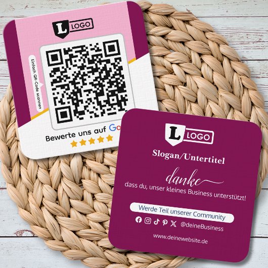 Google Bewertungskarte mit QR-Code Visitenkarte 
