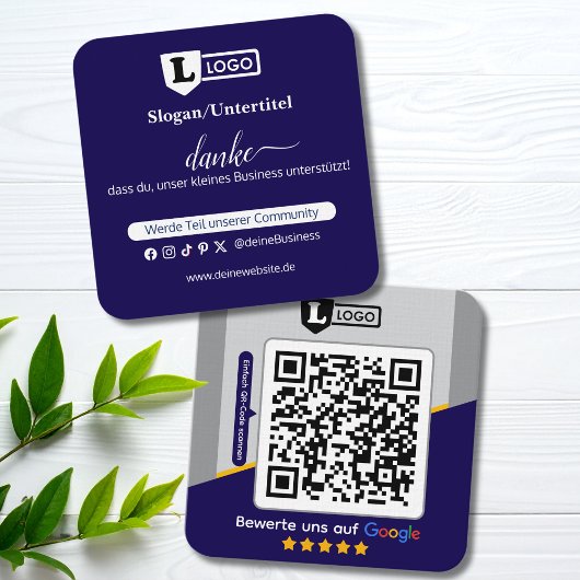 Google Bewertungskarte mit QR-Code Visitenkarte 