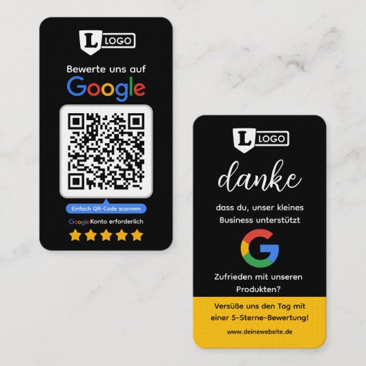Google Bewertungskarte mit QR-Code Visitenkarte (Vorne/Hinten)