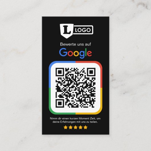 Google Bewertungskarte mit QR code  Visitenkarte (Vorderseite)