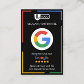 Google Bewertungskarte with QR code Business Card  Visitenkarte (Vorderseite)
