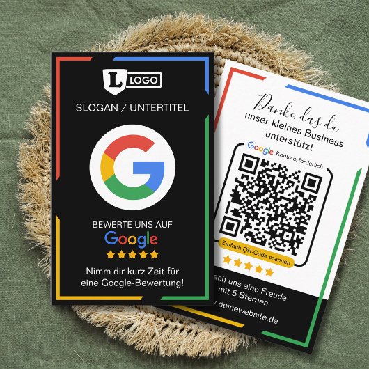 Google Bewertungskarte with QR code Business Card  Visitenkarte