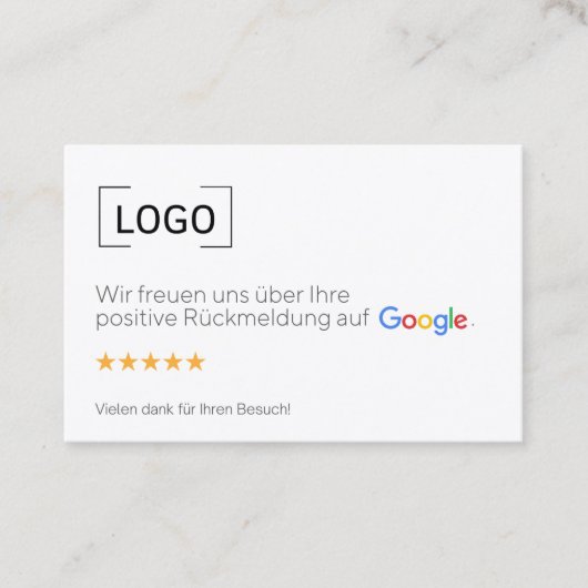Google Bewertungskarten Visitenkarte  (Vorderseite)
