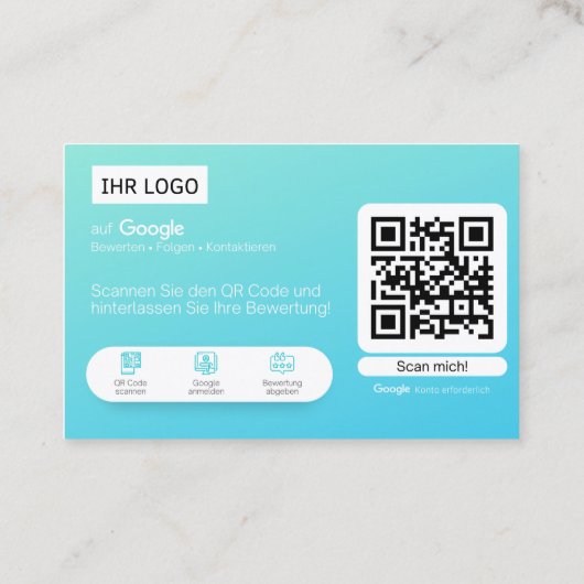 Google Bewertungskarten Visitenkarte  (Rückseite)