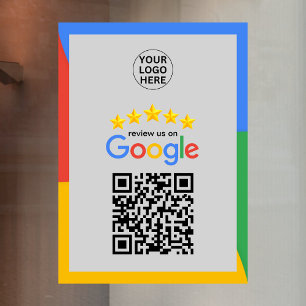 Google Business Bewertungen 5 Sterne Qr Code Grau Fensteraufkleber