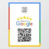 Google Business Review 5 Star QR Code Fensteraufkleber (Blatt)