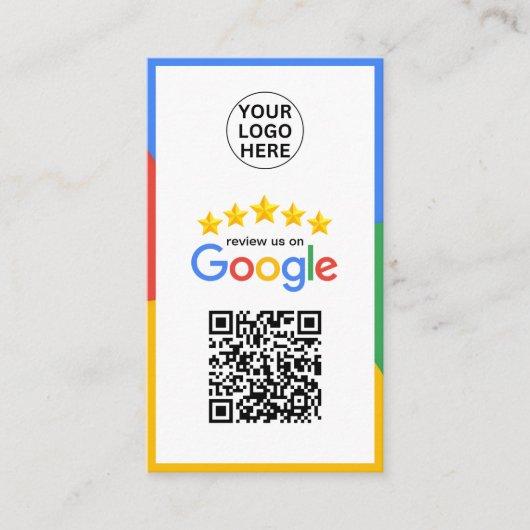 Google Business Review 5 Star QR Code Visitenkarte (Vorderseite)