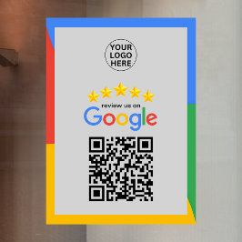 Google Business Reviews 5 Star Qr Code Grau Fensteraufkleber