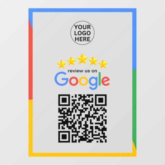 Google Business Reviews 5 Star Qr Code Grau Fensteraufkleber (Blatt)