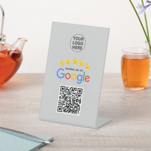 Google Business Reviews 5 Star Qr Code Grau Sockelschild (In SItu)
