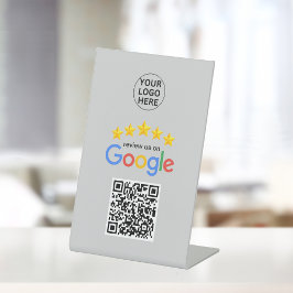 Google Business Reviews 5 Star Qr Code Grau Sockelschild