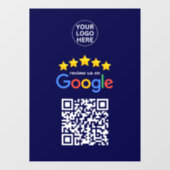 Google Business Reviews 5 Star Qr Code Navy Blue Fensteraufkleber (Blatt)