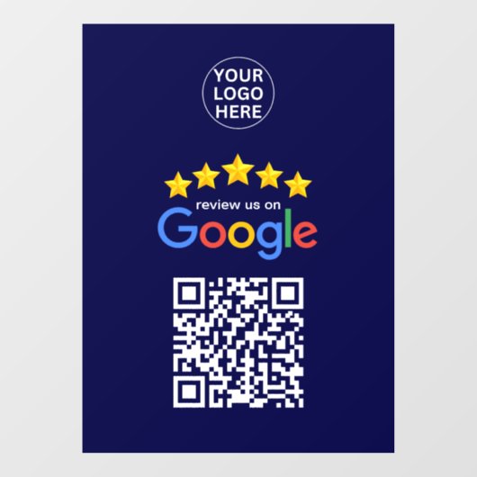 Google Business Reviews 5 Star Qr Code Navy Blue Fensteraufkleber (Blatt)
