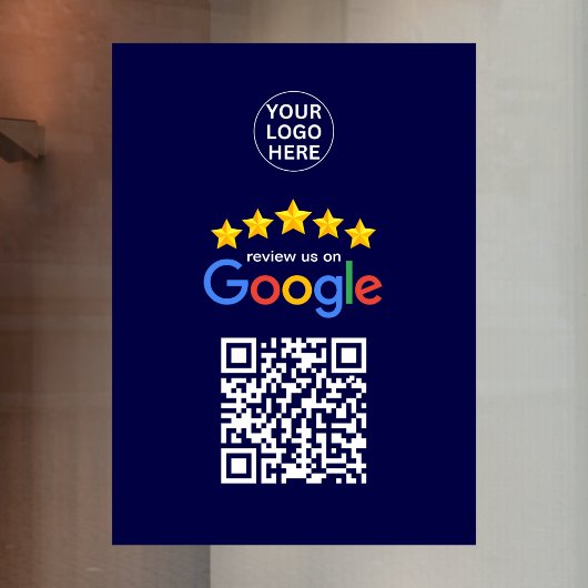 Google Business Reviews 5 Star Qr Code Navy Blue Fensteraufkleber