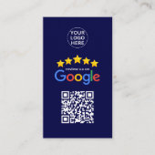 Google Business Reviews 5 Star Qr Code Navy Blue Visitenkarte (Vorderseite)