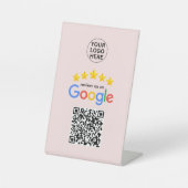 Google Business Reviews 5 Star Qr Code Rosa Sockelschild (Vorderseite)