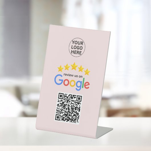 Google Business Reviews 5 Star Qr Code Rosa Sockelschild