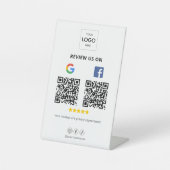 Google Facebook Bewertungs-QR-Code-Podiumsschild Sockelschild (Vorderseite)