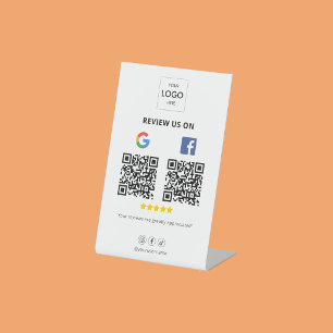 Google Facebook Bewertungs-QR-Code-Podiumsschild Sockelschild