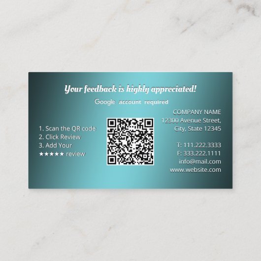 Google Maps Reviews Visitenkarte (Rückseite)