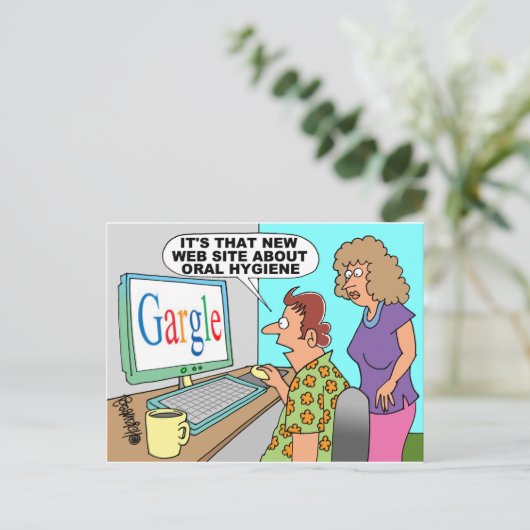 Google Parody-Cartoon Postkarte (Stehend Vorderseite)