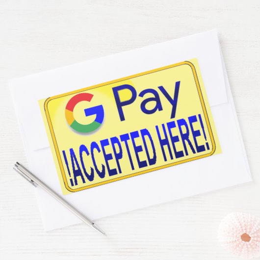 Google Pay akzeptiert hier! Rechteckiger Aufkleber (Umschlag)