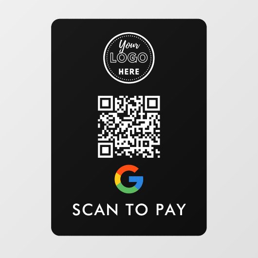 Google Pay QR Code Scan zur Bezahlung moderner Log Fensteraufkleber (Blatt)