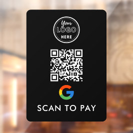 Google Pay QR Code Scan zur Bezahlung moderner Log Fensteraufkleber