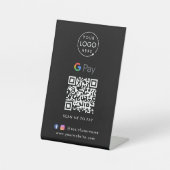 Google Pay QR Code | Schwarze berührungslose Zahlu Sockelschild (Vorderseite)