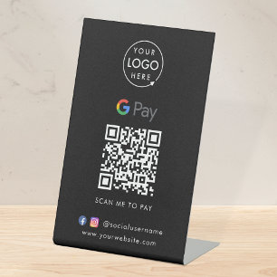 Google Pay QR Code Schwarze berührungslose Zahlu Sockelschild