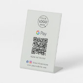Google Pay QR Code | Unberührbare Zahlung Grau Sockelschild (Vorderseite)
