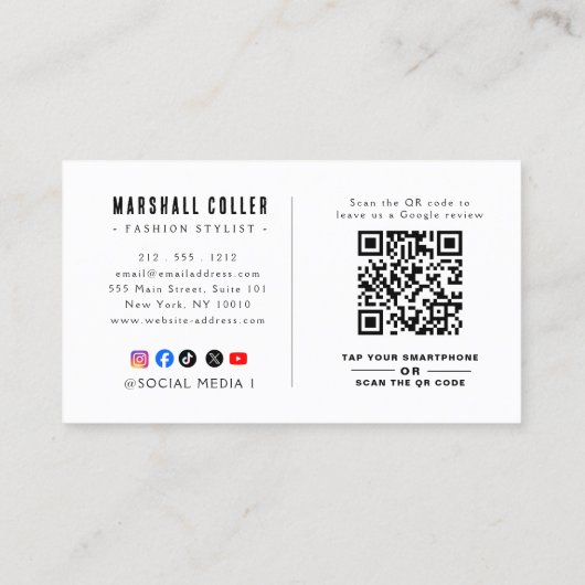 Google Restaurant Logo QR Code Visitenkarte (Rückseite)