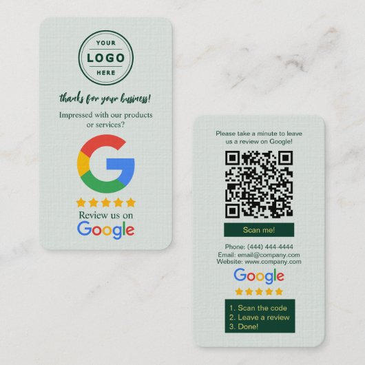 Google-Review-Anfragekarte mit Logo und QR-Code Visitenkarte (Vorne/Hinten)