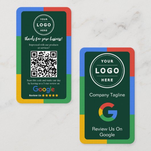 Google-Review-Anfragekarte mit Logo und QR-Code Visitenkarte (Vorne/Hinten)