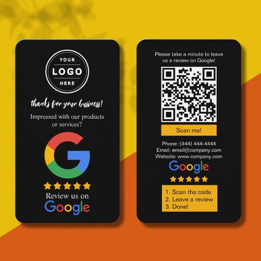 Google Review-Anfragekarte mit Logo und QR-Code Visitenkarte