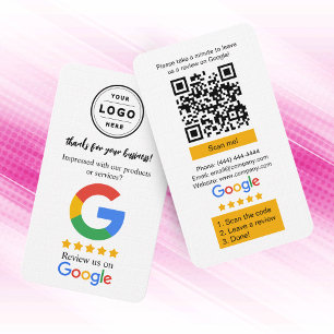 Google-Review-Anfragekarte mit Logo und QR-Code Visitenkarte