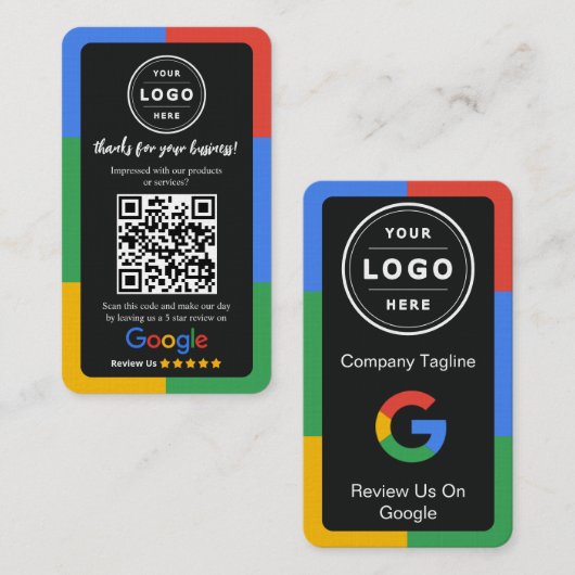 Google Review-Anfragekarte mit Logo und QR-Code Visitenkarte (Vorne/Hinten)