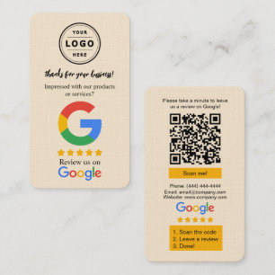 Google-Review-Anfragekarte mit Logo und QR-Code Visitenkarte