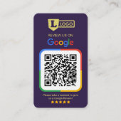 Google-Review-Anfragekarte mit QR-Code Deep Plum Visitenkarte (Vorderseite)